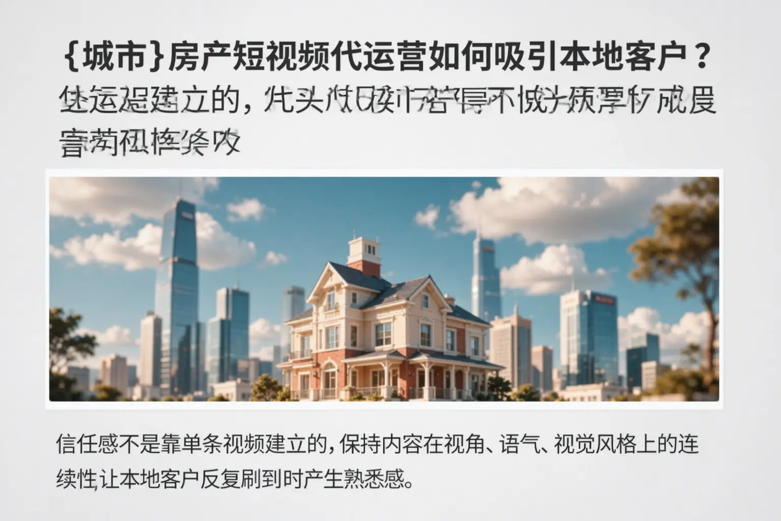 成都房产短视频代运营如何吸引本地客户?