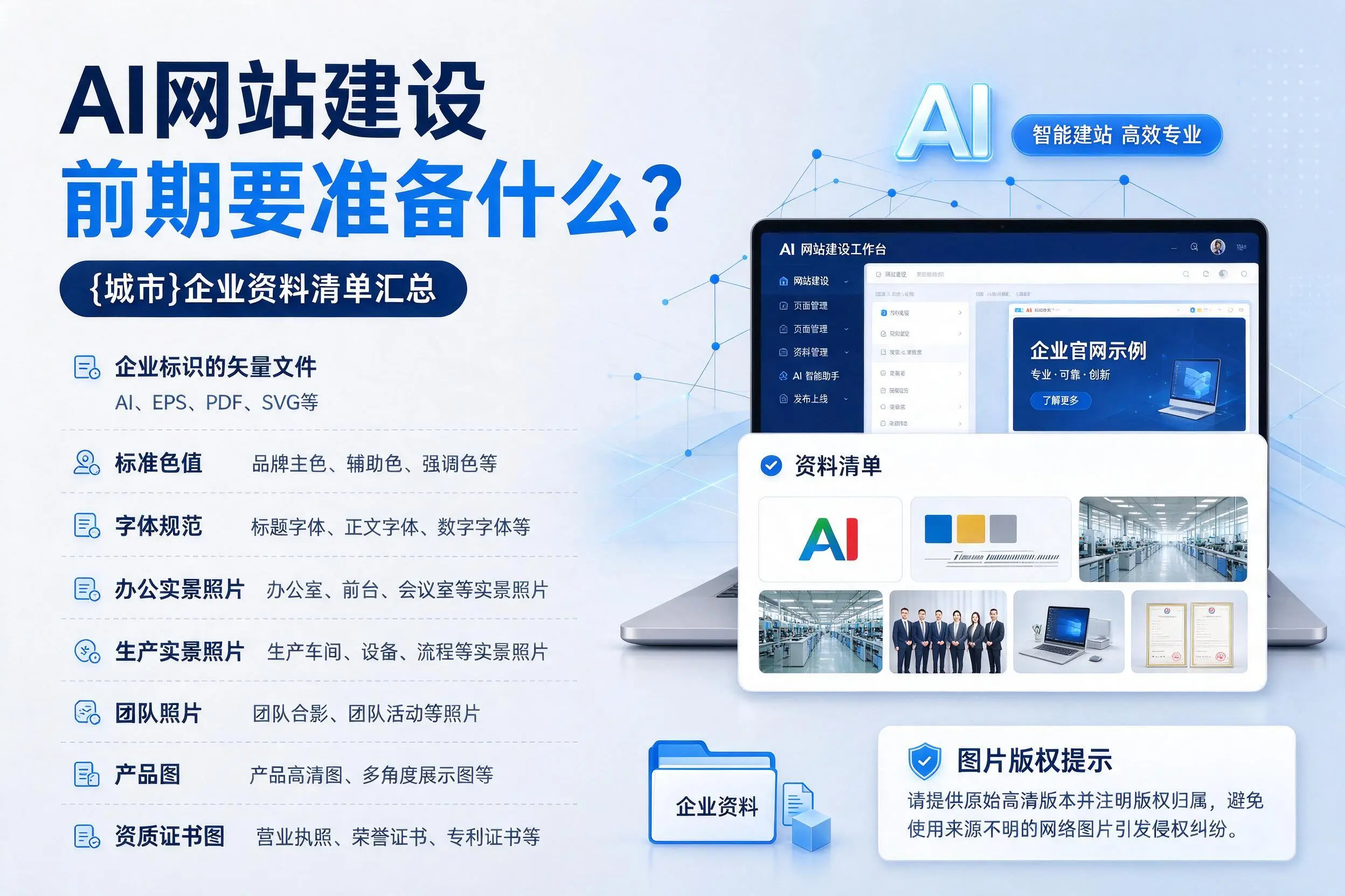 AI网站建设前期要准备什么？成都企业资料清单汇总